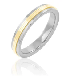 Histoire d'Or Alliance 1 Anneau Raye Ruban Plat Or Bicolore* Bijoux Personnalisés|Bagues