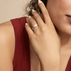 Histoire d'Or Alliance Aelyne Ruban Plat Argent Blanc