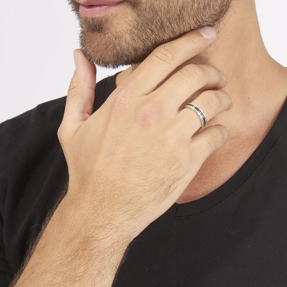 Outlet Histoire d'Or Alliance Alis Ruban Plat Argent Blanc