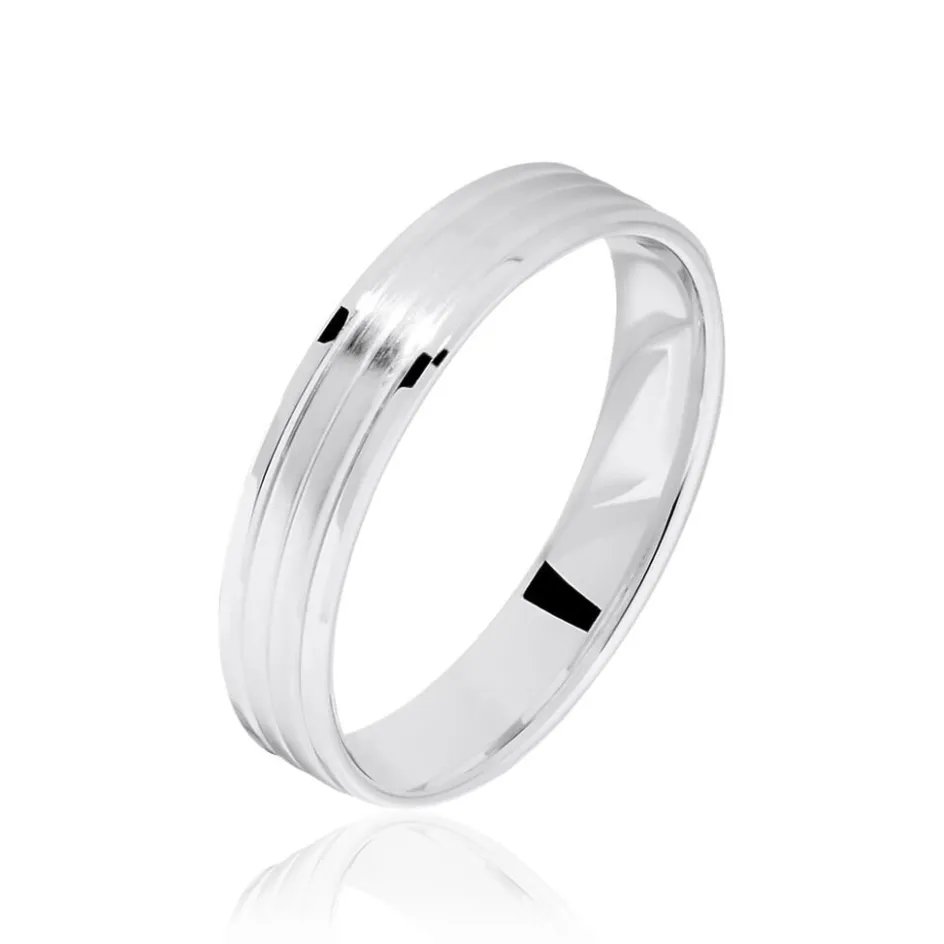 Histoire d'Or Alliance Basile Ruban Plat Or Blanc* Bijoux Personnalisés|Bagues