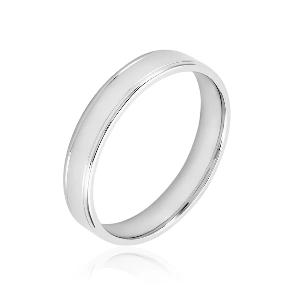 Histoire d'Or Alliance Beatrice Ruban Plat Or Blanc* Bijoux Personnalisés|Bagues