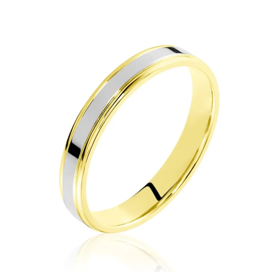 Histoire d'Or Alliance Beatrice Ruban Plat Or Bicolore