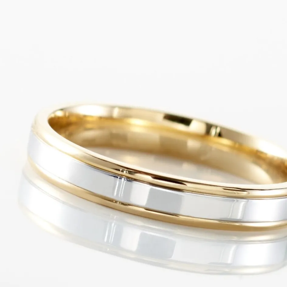 Histoire d'Or Alliance Beatrice Ruban Plat Or Bicolore