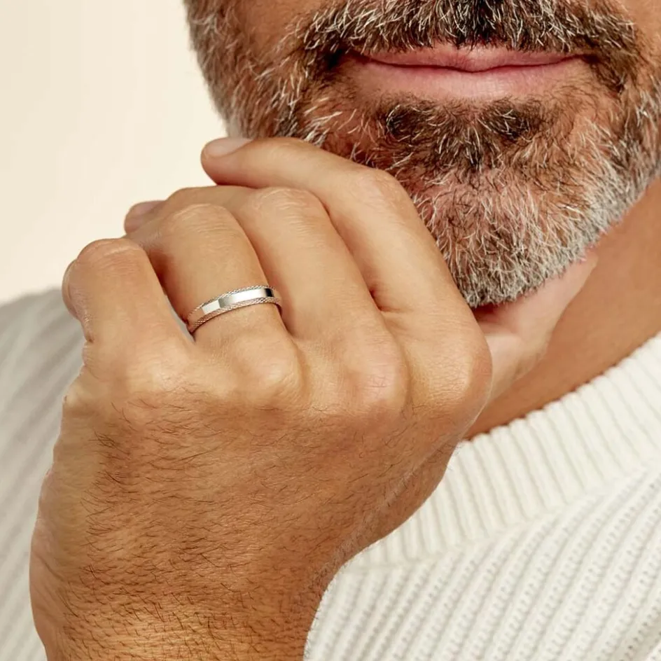 Histoire d'Or Alliance Beritan Demi Jonc Classique Argent Blanc* Bijoux Personnalisés|Bagues