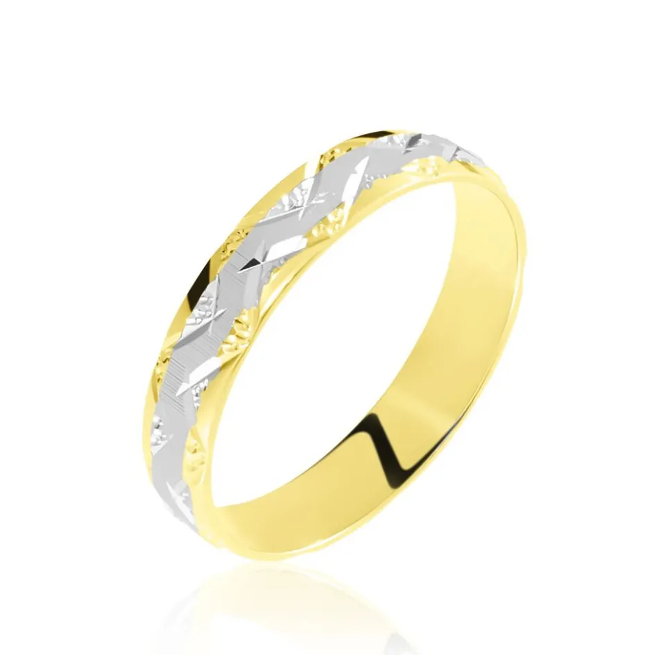 Clearance Histoire d'Or Alliance Clotilde Ruban Plat or bicolore