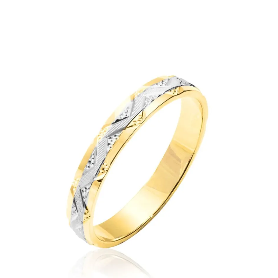 Discount Histoire d'Or Alliance Clotilde Ruban Plat or bicolore