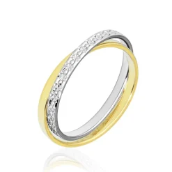 Histoire d'Or Alliance Double Anneaux Ruban Plat Or Bicolore* Bijoux Personnalisés|Bagues