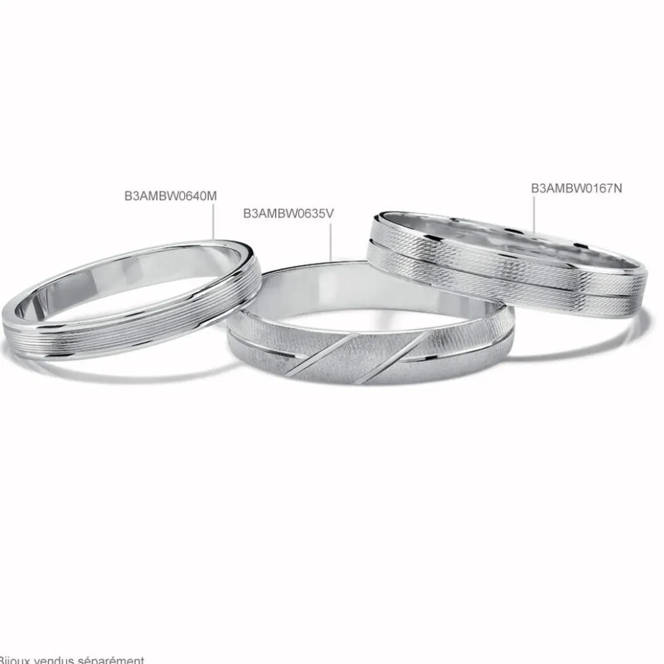 Histoire d'Or Alliance Edos Mat Ruban Plat Or Blanc* Bijoux Personnalisés|Bagues