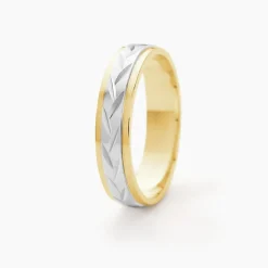 Histoire d'Or Alliance Effet Epi Mat Ruban Plat Or Bicolore* Bijoux Personnalisés|Bagues