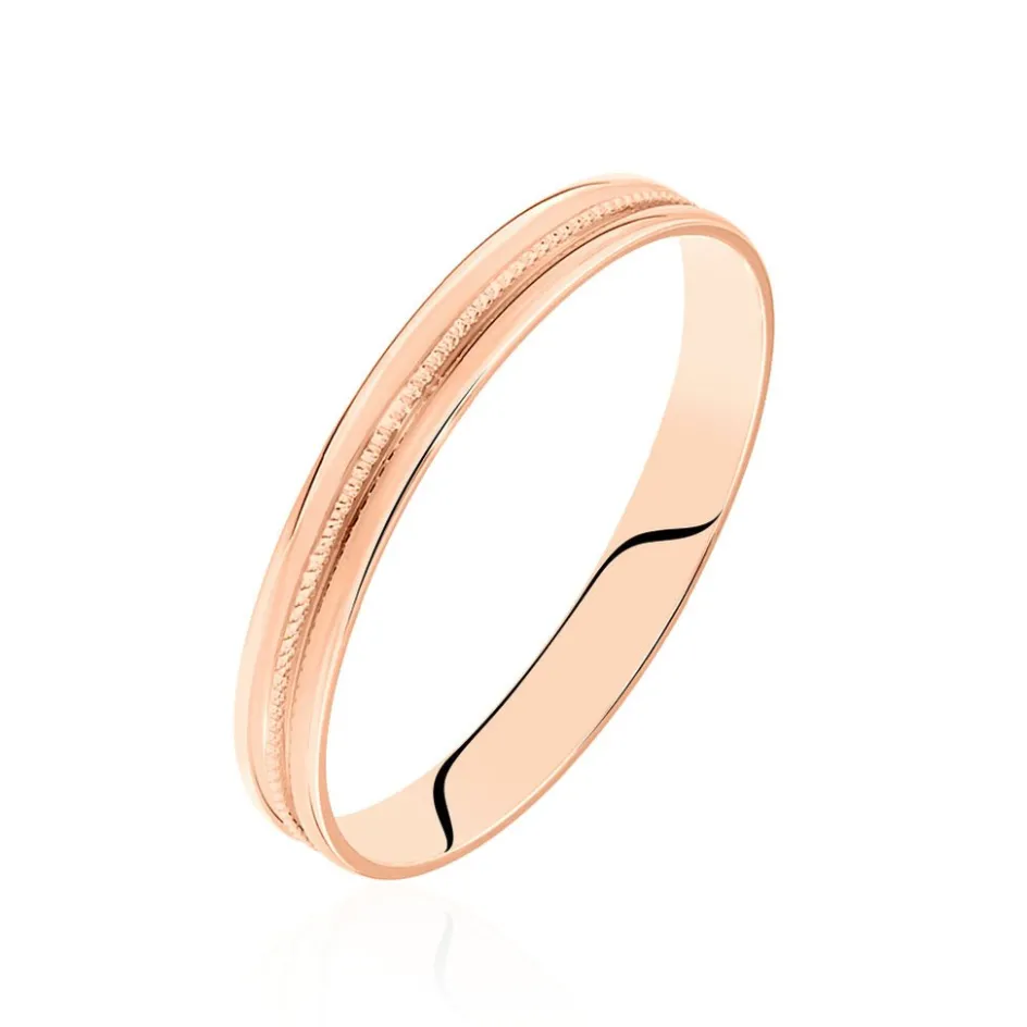 Histoire d'Or Alliance Effet Perle Ruban Plat Or Rose* Bijoux Personnalisés|Bagues