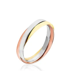Discount Histoire d'Or Alliance Entrelacee Ruban Plat Or Tricolore