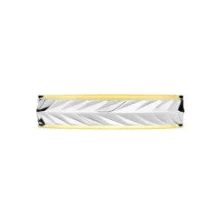 Histoire d'Or Alliance Epi Fantaisie Ruban Plat Or Bicolore* Bijoux Personnalisés|Bagues