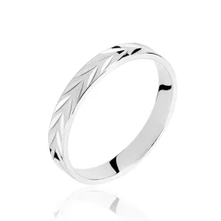 Histoire d'Or Alliance Epi Ruban Plat Or Blanc* Bijoux Personnalisés|Bagues