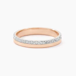 Clearance Histoire d'Or Alliance Fantaisie Diamantee Ruban Plat or bicolore