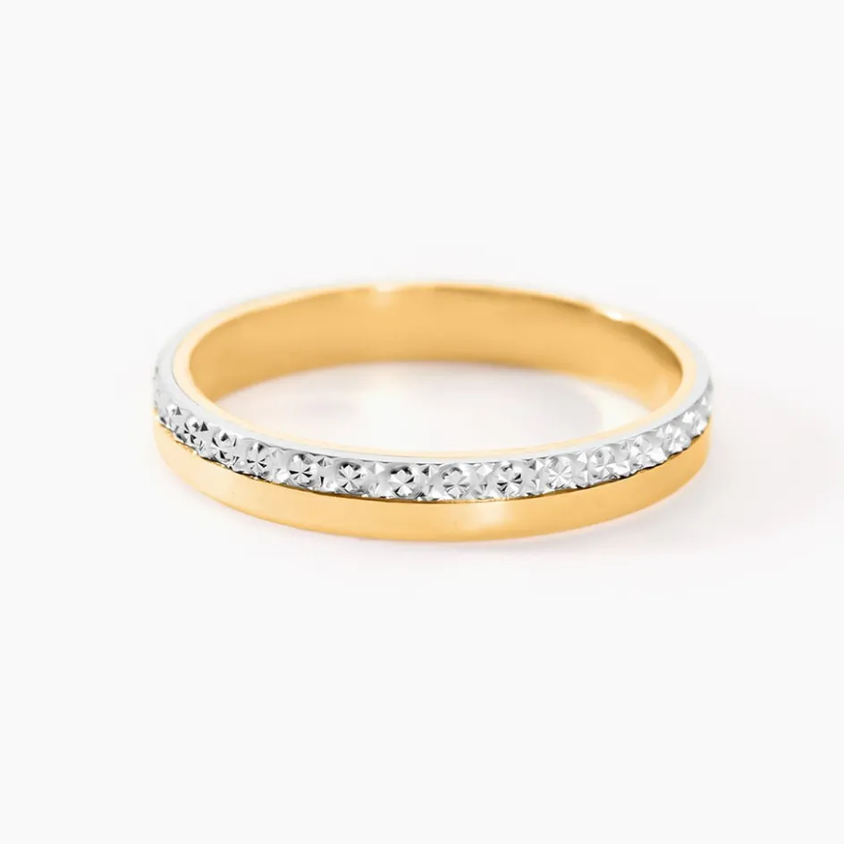 Histoire d'Or Alliance Fantaisie Diamantee Ruban Plat Or Bicolore* Bijoux Personnalisés|Bagues