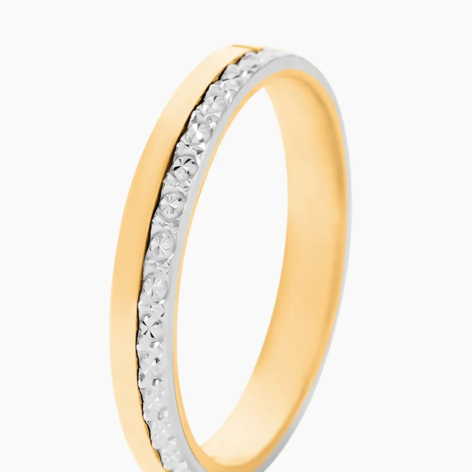 Histoire d'Or Alliance Fantaisie Diamantee Ruban Plat Or Bicolore* Bijoux Personnalisés|Bagues