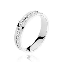Sale Histoire d'Or Alliance Fantaisie Diamantee Ruban Plat or blanc