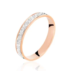 Histoire d'Or Alliance Fantaisie Diamantee Ruban Plat Or Bicolore* Bijoux Personnalisés|Bagues