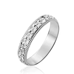 Clearance Histoire d'Or Alliance Fantaisie Diamantee Ruban Plat or blanc