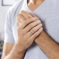 Histoire d'Or Alliance Fantaisie Mat Et Brillant Ruban Plat Palladium Blanc* Bijoux Personnalisés|Bagues