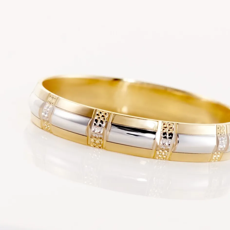 Histoire d'Or Alliance Fantaisie Ruban Plat Or Bicolore* Bijoux Personnalisés|Bagues
