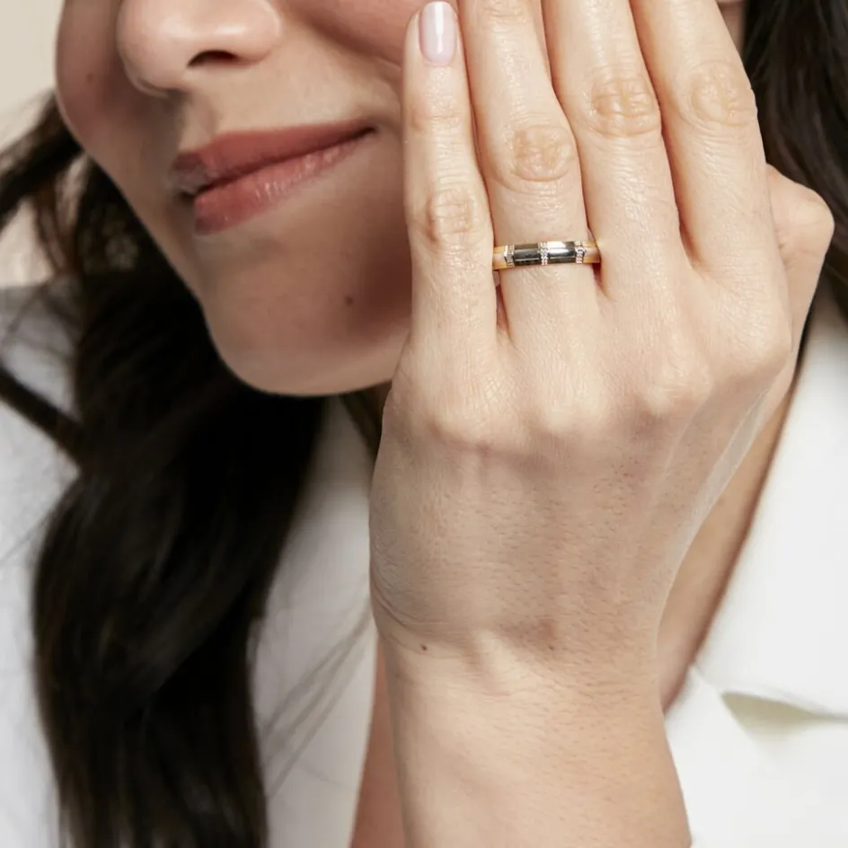 Histoire d'Or Alliance Fantaisie Ruban Plat Or Bicolore* Bijoux Personnalisés|Bagues