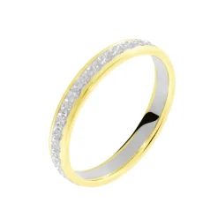 Histoire d'Or Alliance Grain De Folie Diamantee Ruban Plat Or Bicolore* Bijoux Personnalisés|Bagues