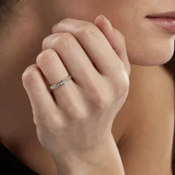 Histoire d'Or Alliance Grain De Folie Diamantee Ruban Plat Or Bicolore* Bijoux Personnalisés|Bagues