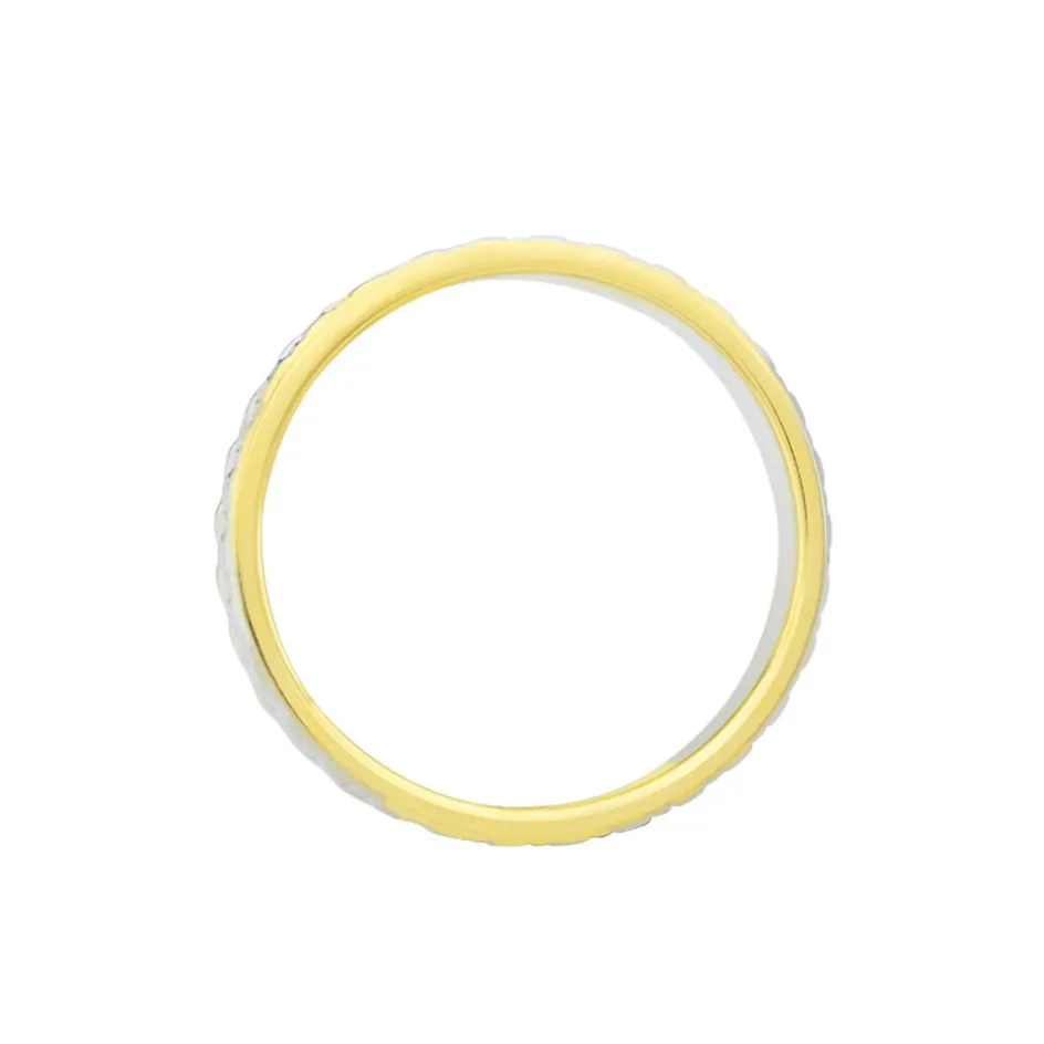 Discount Histoire d'Or Alliance Grain De Folie Diamantee Ruban Plat Or Bicolore