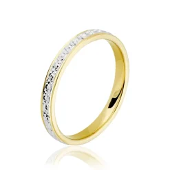 Discount Histoire d'Or Alliance Grain De Folie Diamantee Ruban Plat Or Bicolore