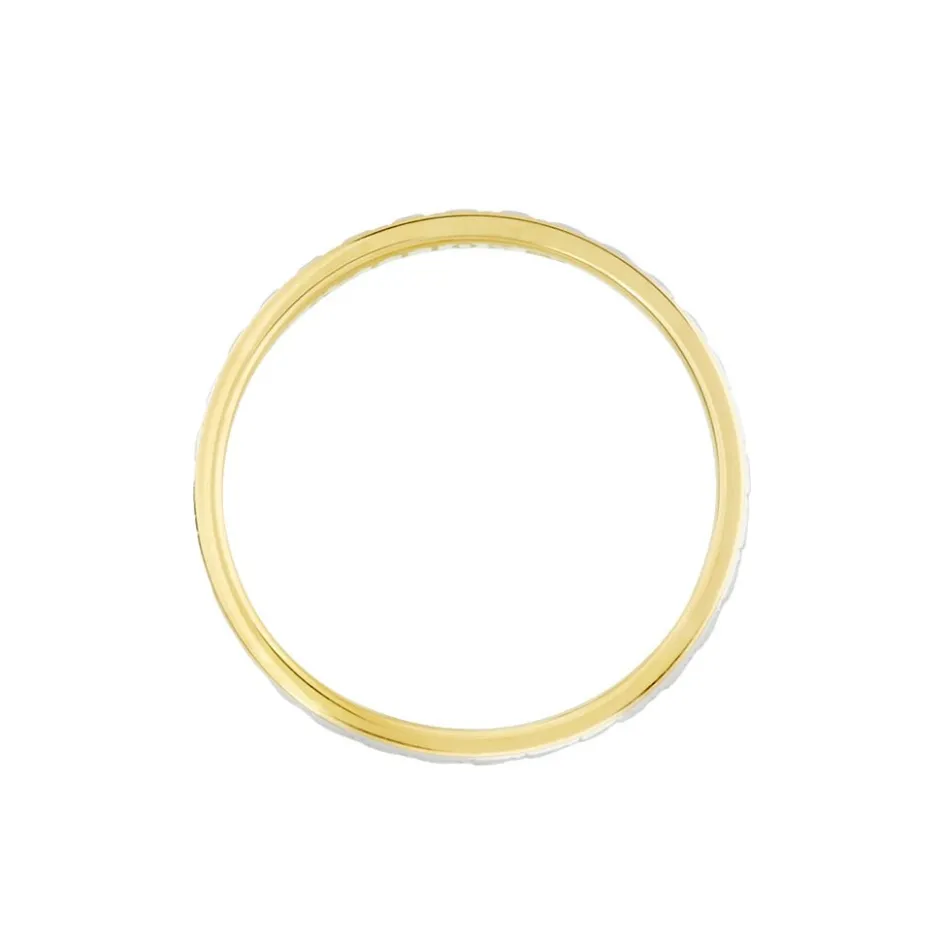 Discount Histoire d'Or Alliance Grain De Folie Diamantee Ruban Plat Or Bicolore