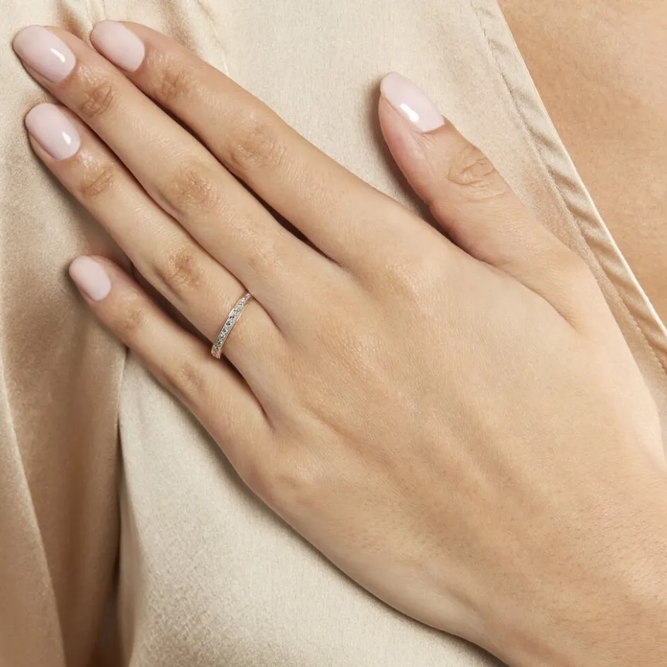 Discount Histoire d'Or Alliance Grain De Folie Diamantee Ruban Plat Or Bicolore