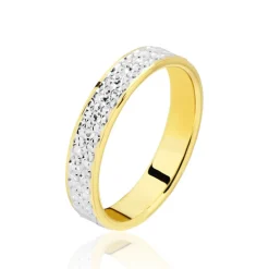 Histoire d'Or Alliance Grain De Folie Diamantee Ruban Plat Or Bicolore* Bijoux Personnalisés|Bagues