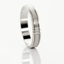 Best Histoire d'Or Alliance Hades Texture Ruban Plat Palladium Blanc