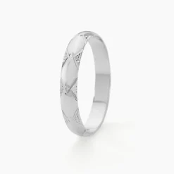 Discount Histoire d'Or Alliance Harmonie Demi Jonc Classique Or Blanc