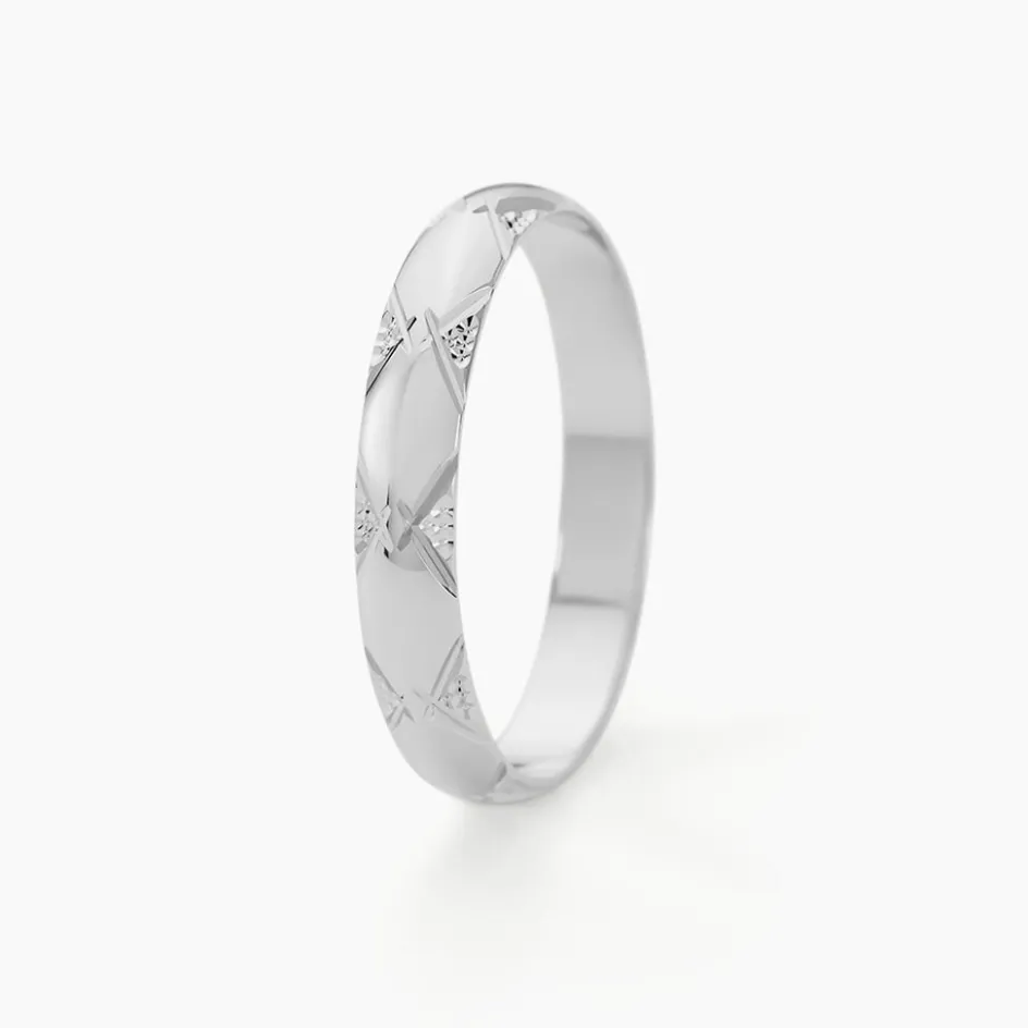 Discount Histoire d'Or Alliance Harmonie Demi Jonc Classique Or Blanc