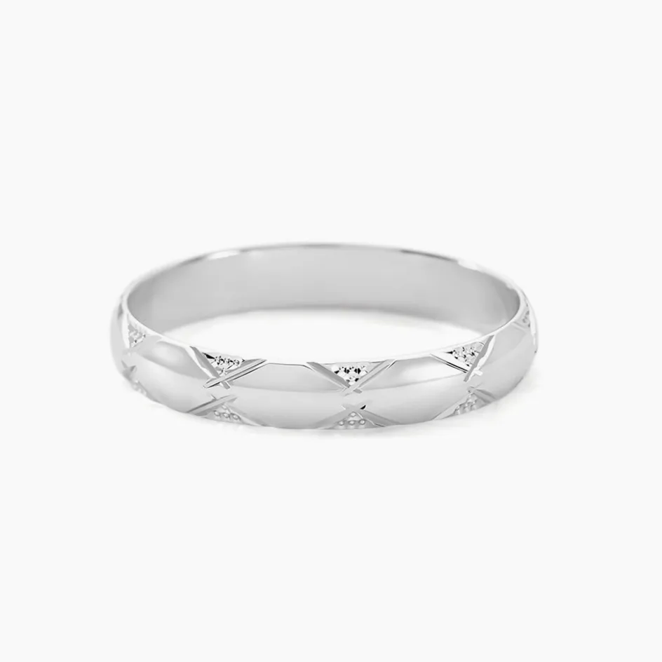 Discount Histoire d'Or Alliance Harmonie Demi Jonc Classique Or Blanc