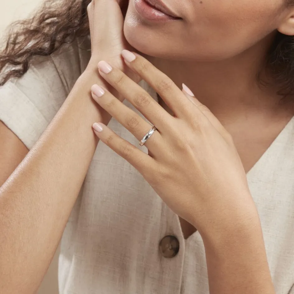 Discount Histoire d'Or Alliance Harmonie Demi Jonc Classique Or Blanc