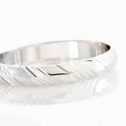 Sale Histoire d'Or Alliance Hercule Striee Demi Jonc Classique Or Blanc