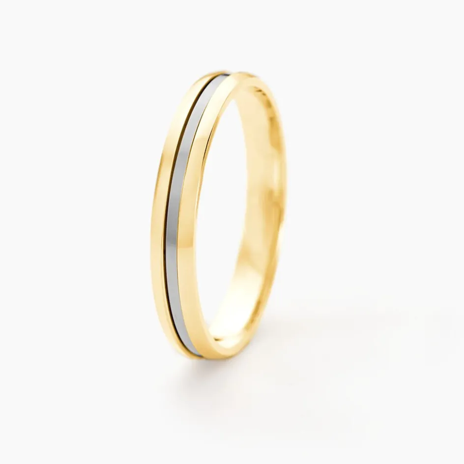 Histoire d'Or Alliance Jodelle Ruban Plat Or Bicolore* Bijoux Personnalisés|Bagues