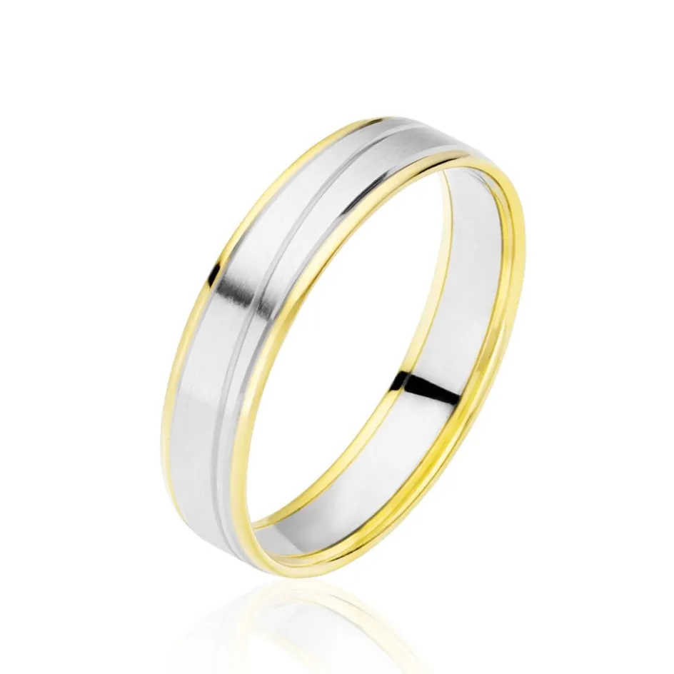 Histoire d'Or Alliance Juditha Ruban Plat Or Bicolore* Bijoux Personnalisés|Bagues