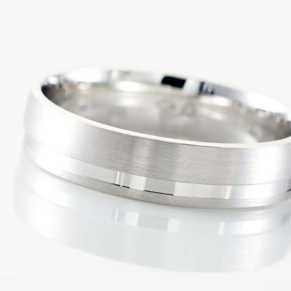 Histoire d'Or Alliance Julio Ruban Poli Brosse Or Blanc* Bijoux Personnalisés|Bagues