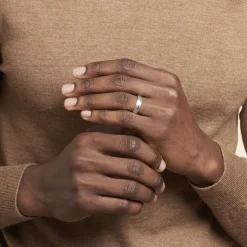 Histoire d'Or Alliance Julio Ruban Poli Brosse Or Blanc* Bijoux Personnalisés|Bagues