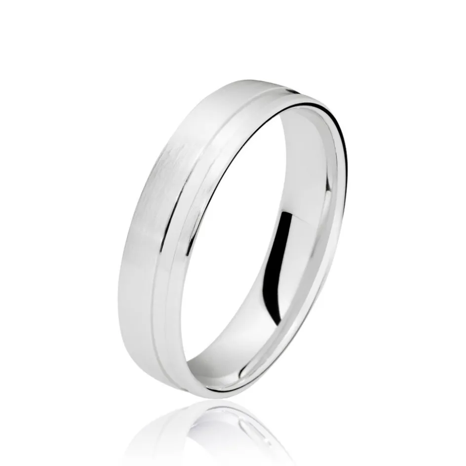 Histoire d'Or Alliance Julio Ruban Poli Brosse Or Blanc* Bijoux Personnalisés|Bagues