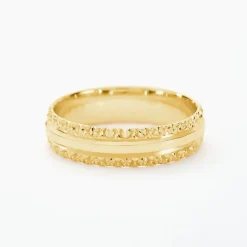 Best Histoire d'Or Alliance June 2 Rangs Diamantee Ruban Plat or jaune