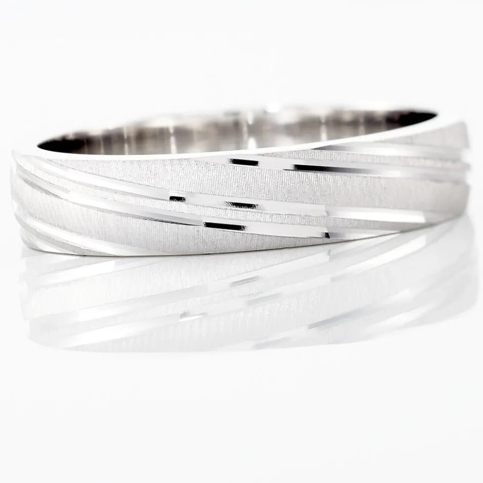 Histoire d'Or Alliance Ketly Ruban Plat Argent Blanc