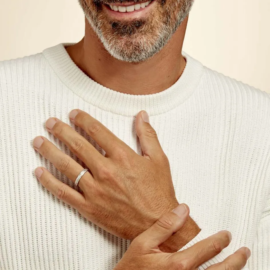 Histoire d'Or Alliance Ketly Ruban Plat Argent Blanc