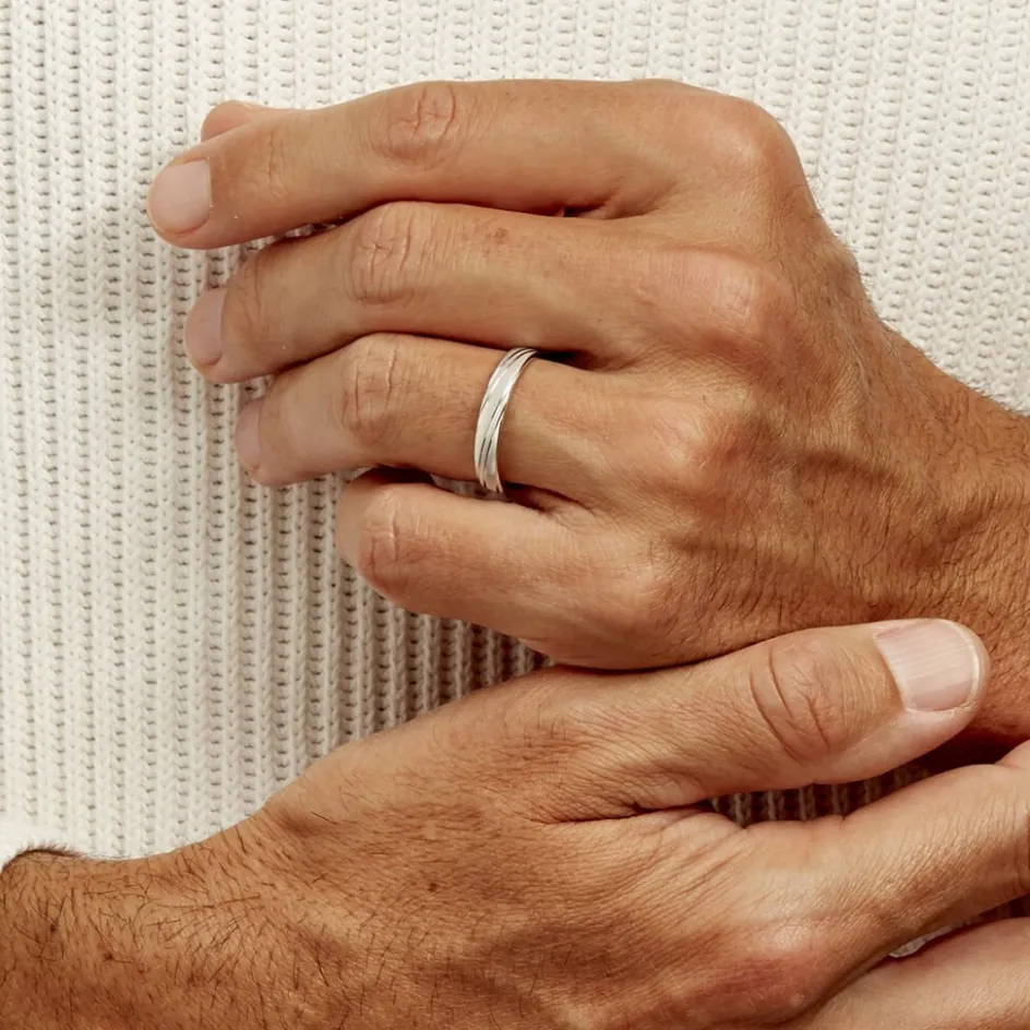 Histoire d'Or Alliance Ketly Ruban Plat Argent Blanc