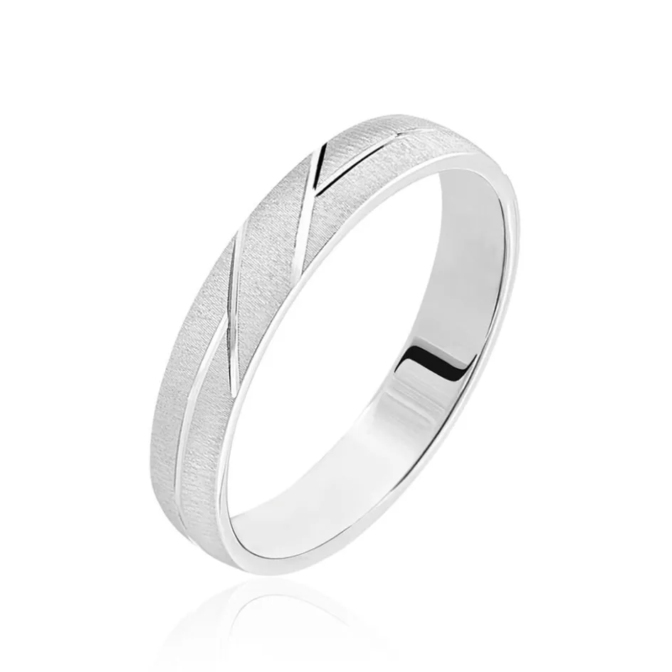 Histoire d'Or Alliance Lauria Ruban Plat Argent Blanc* Bijoux Personnalisés|Bagues