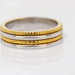 Outlet Histoire d'Or Alliance Leandro Ruban Argent Bicolore